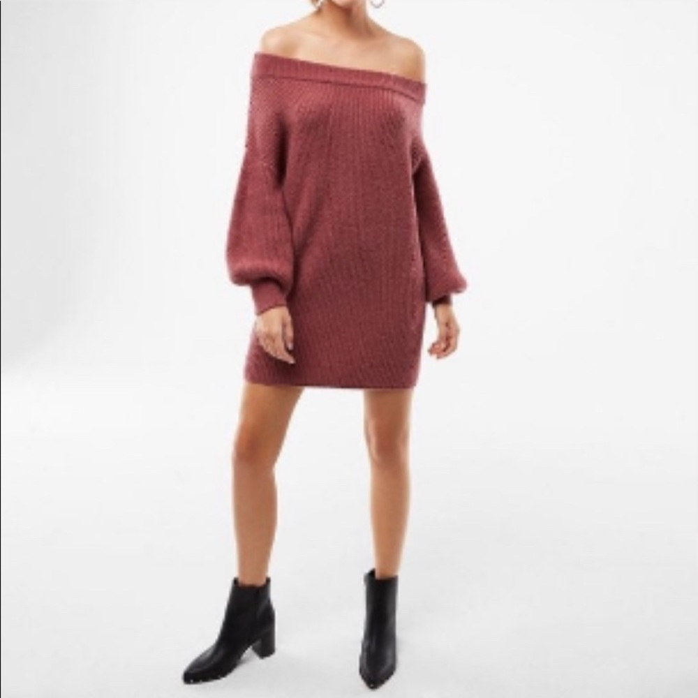 Express Off the Shoulder Chunky Sweater Dress